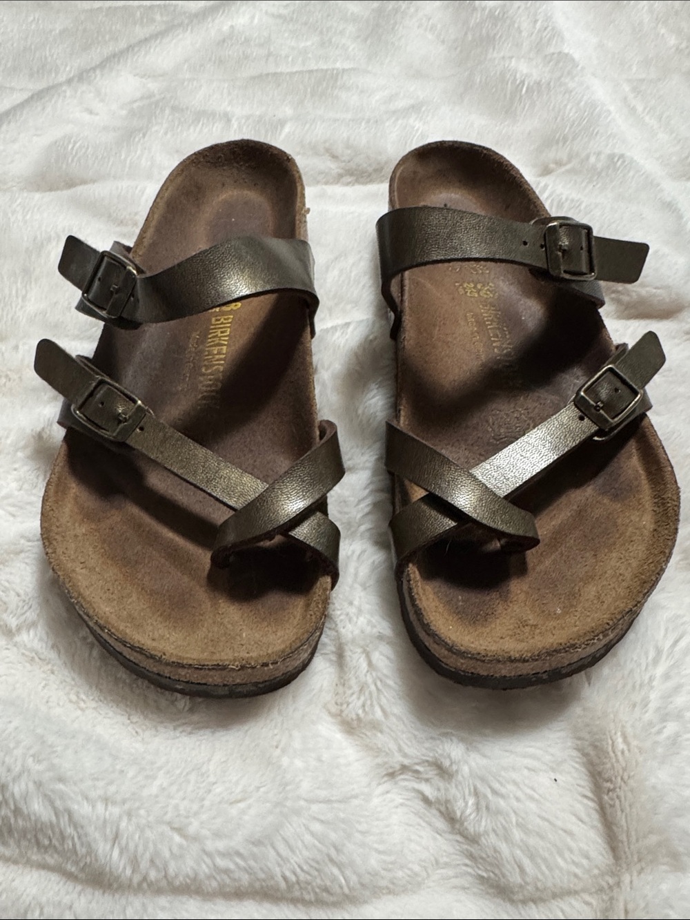 Birkenstock Bronze Crisscross Strap Sandals
